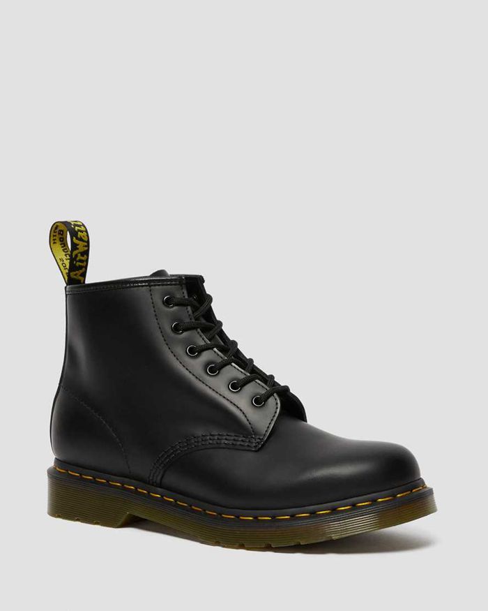 Dr Martens Vintersko Dame Svart 101 Yellow Stitch Smooth Læder 9630ACSFK